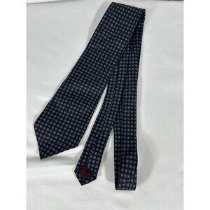 VTG Gino Pompeii 100% Silk USA Made Blue Purple Black Geometric Tie 55X3.5